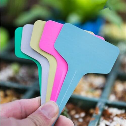 10pcs/lot Plastic Plant Labels Mark T-type Plant Flower Tag Garden Ornaments Gardening Label Nursery Flower Tag 6 Color Reusable