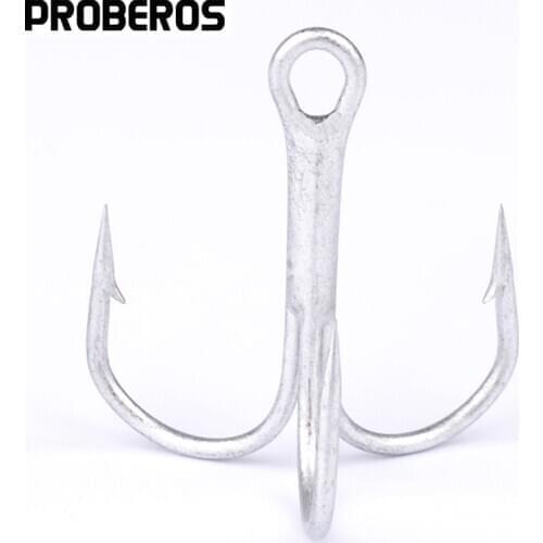 PROBEROS Fishing Hook Treble Hooks 500PC Matte Tin Color Fishing Tackle 10#-3/0# High Carbon Steel Treble Hook