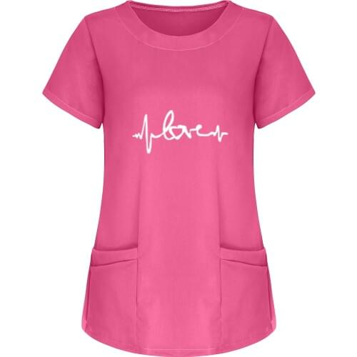 Working Nurse Uniform Blouse Sleeve Solid Color Pocket Round Neck Workwear Clothes for Women Size S-5XL медицинская форма жен