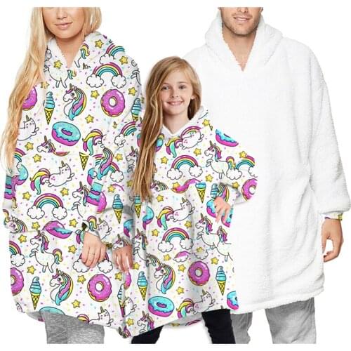 Christmas Fleece Sweatshirt Family Matching Outfits Cartoon Long Sleeves Hooded Tops Winter Xmas Mom And Son Matching Clothes