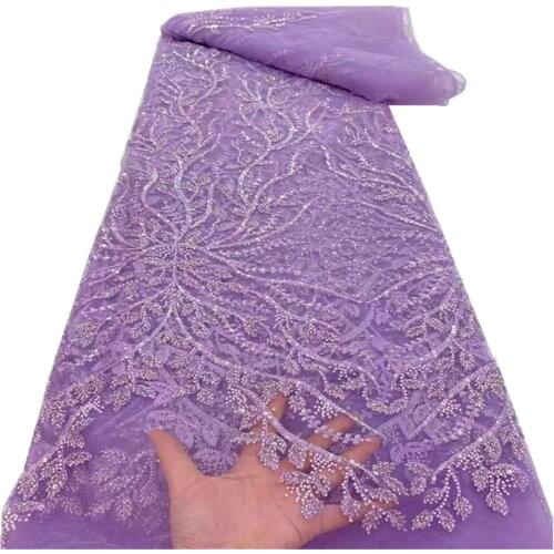 Handmade Lace African French Lace Fabric 2021 High Quality Beaded Ghana Lace For Nigerian Lace Fabrics For Party Dress RF-340