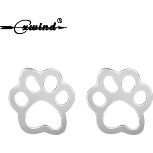 Cxwind Fashion Dog Paw Prints Stud Earrings Animal Paws Shape Earring Jewelry For Women Pet Love Heart Earring Bijoux