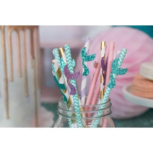 Mermaid Tail Paper Straws. High Quality Paper Straws. Under the Sea Theme Decor, Birthday Party Decor