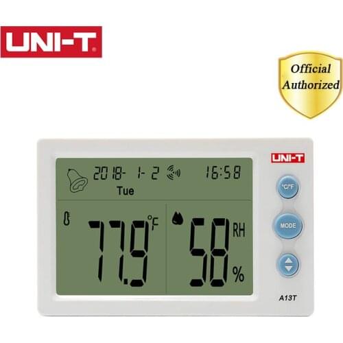 UNI-T A13T Temperature Humidity Meter Indoor Temperature and Humidity Table Time/Date/Week/Alarm Clock Humidity Display