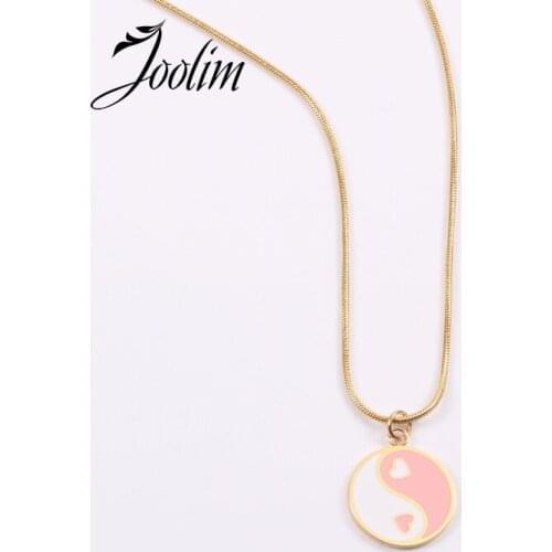 Joolim Jewelry PVD Gold Finish Gossip Chart Amulet Pendant Necklace Stylish Stainless Steel Necklace