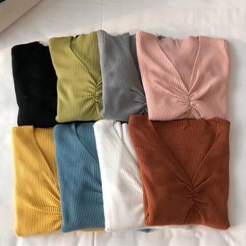 Spring and Autumn Womens Knitted V-neck Solid Color Sweater Sexy Stretch Tight Pullover Sweater