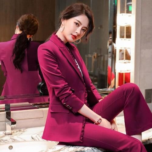 2021 Spring Autumn Women Elegant Office Two-Piece Set Female Solid Button Blazer Pencil Pants Set Lady Casual Loose Suit N246