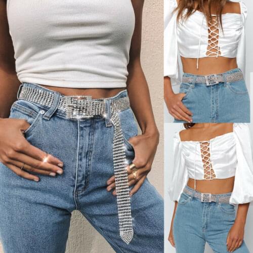 Y2k Womens Belt Waist Chain Full Diamond Rhinestone Crystal Belt Luxury Large Party Waist Belt 120CM