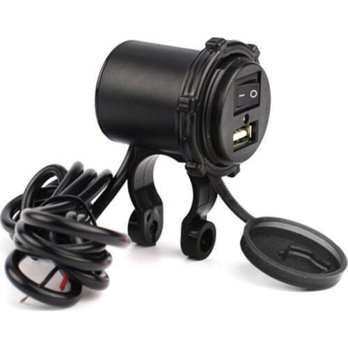 12V-24V USB Motorcycle Waterproof 5V 2.1A Switch Motorcycle Socket Motorbike Phone Charger Adapter