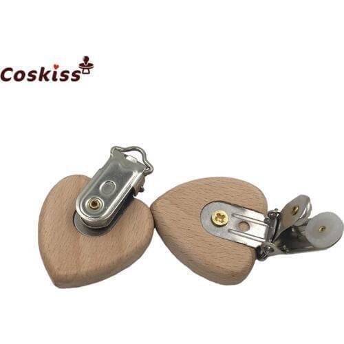 2pc Beech Wooden Aniamls Pacifier Clip Baby Dummy Clips Holder Customizable Food Grade Wood Teething Pacifier Chain Accessory