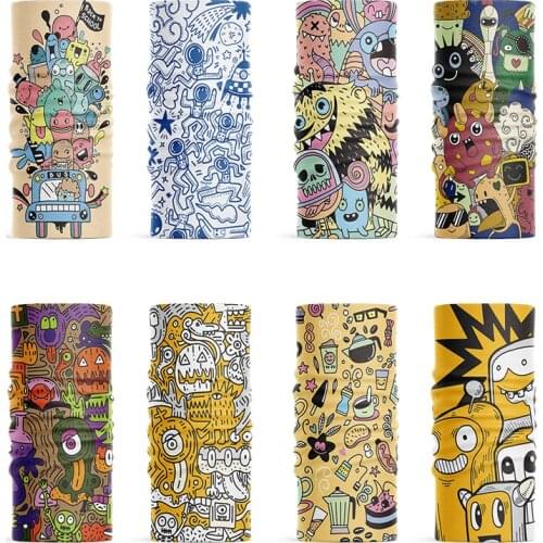 3D Colorful Turban Creative Cute Cartoon Scarf Women Elastic Handkerchief Wristband Microfiber Seamless Hijab Scarf Headdress