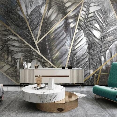 Custom 3D Wallpaper Hand Painted Nordic Plant Leaf Light Luxury Living Room Bedroom Home Decor Background Mural Papel De Parede