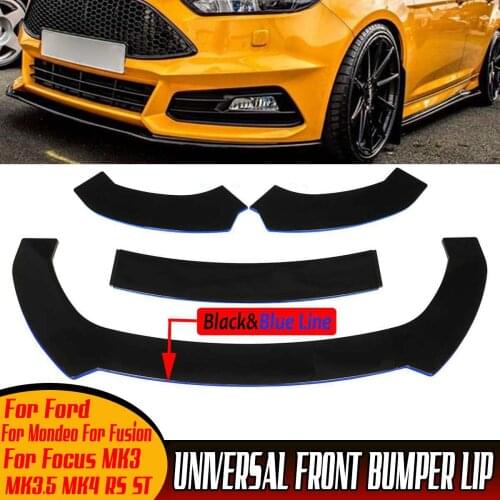3x Universal Car Front Bumper Splitter Lip Diffuser Spoiler Guard For Ford For Mondeo For Fusion For Focus MK3 MK3.5 MK4 RS ST