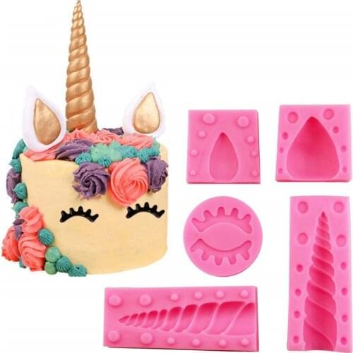 5PCS/Set Unicorn Mold Silicone Mold Fondant Mold Cake Decorating Tools Unicornio Mould Fondant Chocolate Candy Gumpaste Molds