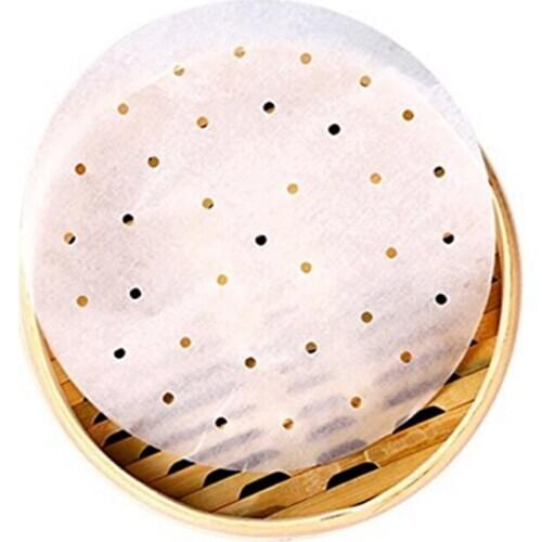 50Pcs/Bag Air Fryer Steamer Liners Premium Perforated Wood Pulp Papers Non-Stick Steaming Basket Mat Baking Cooking Tools