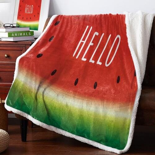 Watercolor Watermelon Hello Warm Soft Blanket Office Sofa Plush Blanket Bedspreads Quilt Drop Ship