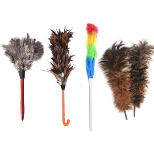 Anti-static Ostrich Feather Fur Wooden Handle Brush Duster Dust Cleaning Tool Household Dust Cleaning Plumeros Para El Polvo Car
