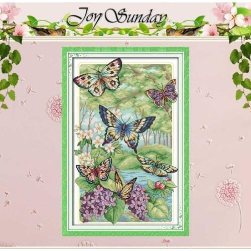 Butterflies Fly in the Forest Counted Cross Stitch 11CT 14CT Cross Stitch Sets Wholesale Cross-stitch Kits Embroidery Needlework