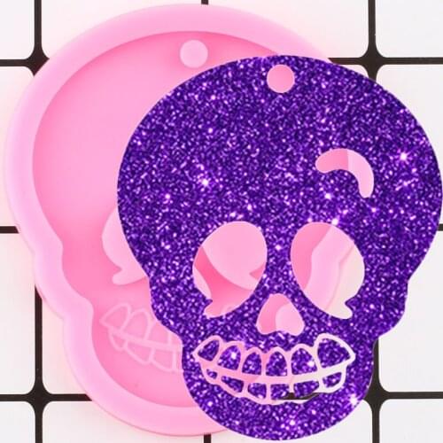Shiny Skull Silicone Mold Keychain Jewelry Epoxy Resin Mould DIY Handmade Charms Molds Polymer Clay Pendant Moulds
