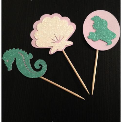 Glitter Mermaid Cupcake Toppers Engagement Party Bachelorette birthday under the sea Wedding Bridal Shower Night food picks