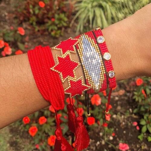 BLUESTAR MIYUKI Bead Bracelet Women Bead Bracelet Star Pulseras Mujer Handmade Woven Crystal Armband