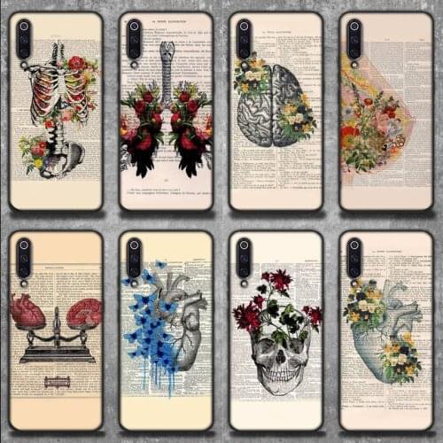 Art Newspaper Human Organ Anatomy Phone Case For Xiaomi Mi 6 6plus 6X 8 9SE 10 Pro Mix 2 3 2s MAX2 Note 10 Lite Pocophone F1