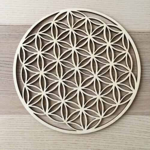 Wood Crystal Grid Natural Flower of Life Wall Decoration coaster Acred Geometry Home Spiritualizm