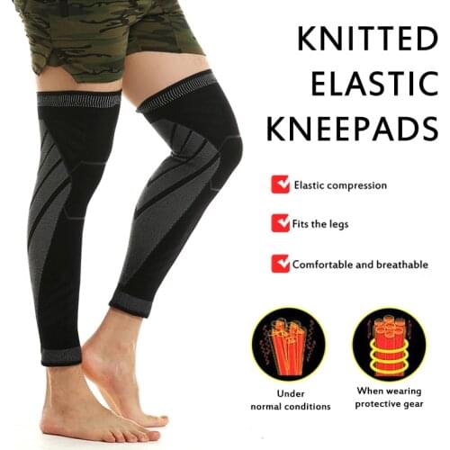 Hot Elastic Stripe Sports Lengthen Knee Pad Leg Sleeve Non-slip Bandage Breathable Perspiration Compression Leg Warmer Men Women
