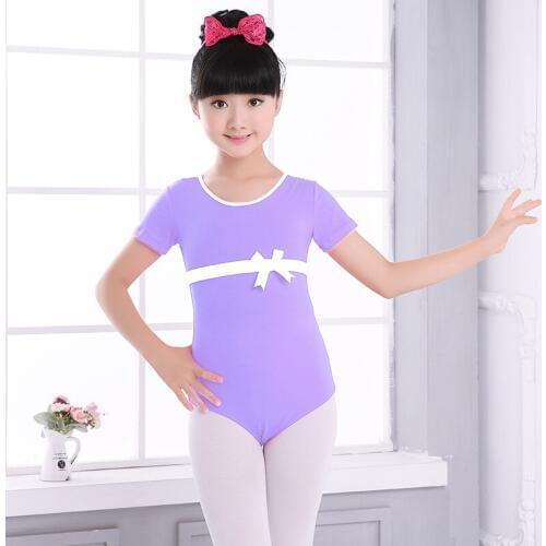 Blue/Pink V-back Summer Children Ballet Clothes Short Sleeves Ballerina Dance Costume Cotton Ballet gymnastic Leotard For Girls