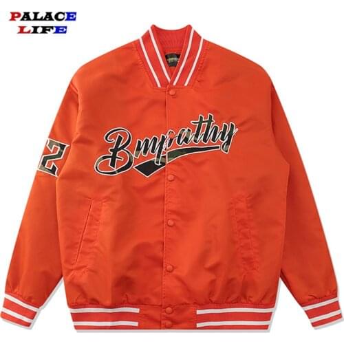 Hip Hop Letter Embroidery Print Thin Jackets Mens Harajuku College Style Stand collar Bomber Jacket Men Baseball Coats 3 color