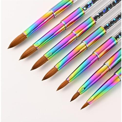 Mink Hair Nail Brush Colorful Nail Brushes for Manicure Nail Art Makeup Brushes Drawing Brushes Acrylic Nails Brush Pedicure