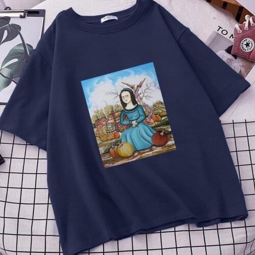Mona Lisa Mask Aesthetic Harajuku T Shirt Women Ullzang Vintage Graphic T-shirt Funny Cartoon 90s Tshirt Tees Casual White Tops
