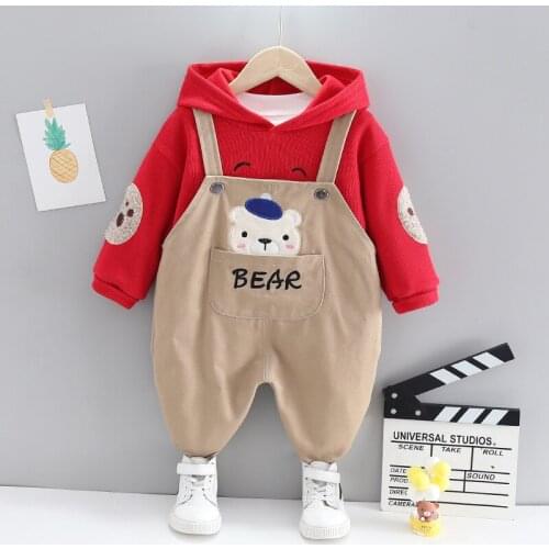 2021New Spring Autumn Cartoon Bear Baby Boy Cute Clothing Sets hoodies+Pants 2pcs Baby Girls Clothes Suits Kids Boy Outfits