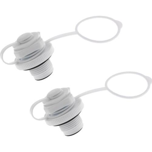2 Peces White Plastic Air Valve Caps Screw for Inflatable Boat Canoe Dinghy Tender Pool Raft Air Plug Air Bed