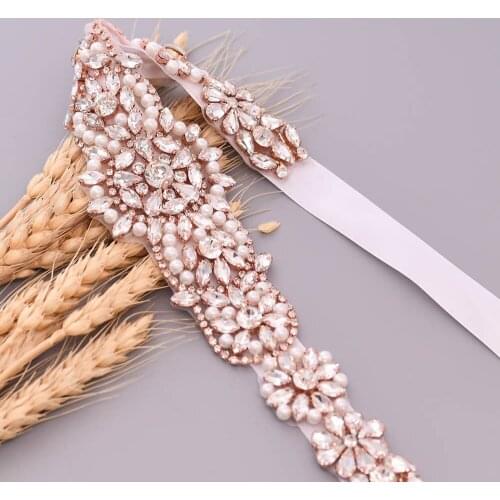 S445 Bridal Belts New Rhinestones Wedding Rhinestone Bridal Belt Silver Crystal Jeweled Bridal Sash for Wedding Prom Accessories