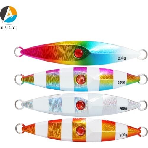 AI-SHOUYU NEW Ocean Fishing Lure Slow Jigging Lure 200g 250g Metal Fishing Squid Jig Sea Lure Artificial Wobbler Bait
