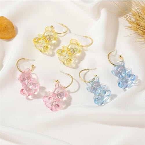 New Arrival Romantic Candy Color Cute Gummy Bears Dangle Drop Earrings for Women Girls Party Birthday Gifts Bear Earring Jewelry