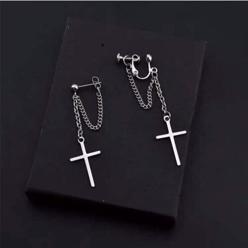 Stainless steel cool chain cross earrings for women fashion personality jewelry accessories gifts di102