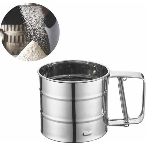 Stainless Steel Sifter Mesh Flour Stirrer Sugar Shaker Sieve Cup Mechanical Bakery Cookware Pastry Tools Kitchen Supplies 1pcs