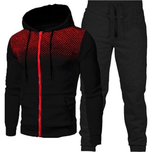 2021 Winter Autumn Brand Fashion Mens Sets Two-piece Printed Sportswear Mens Hooded Top Outdoor Sports Pants Tracksuit Suit