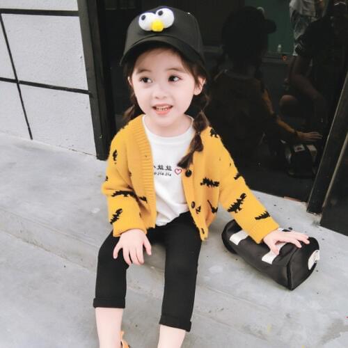 Baby girl sweater 1-7 year old girls sweater Cartoon dinosa children spring and autumn childrens foreign cardigan sweater