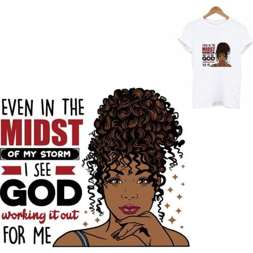 Beauty Girl Thermal Patches Iron-on Transfer For Clothing DIY Washable T-shirt Hoodies Women Patches Heat Transfer Applique