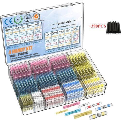 640PCS Heat Shrink Connectors Solder Set Waterproof Wire Connectors & Heat Shrink Butt Crimp Terminals - Electrical Connectors