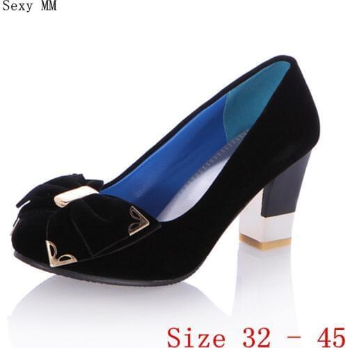 Low High Heels Women High Heel Shoes Pumps Stiletto Woman Party Shoes Kitten Heels Small Plus Size 32 33 - 40 41 42 43 44 45