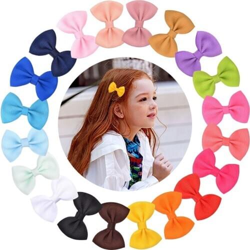 On Sale 120pc/lot Mini 1.8“ Grosgrain Boutique Ribbon Bows with Clips for Girls Hairgrips Children Photo Shoot Hair Accessories