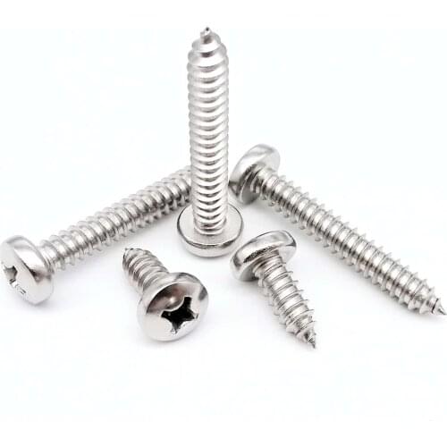 50pcs M1 M1.2 M1.4 M1.7 M2 M2.2 M2.6 M3 M3.5 M4 Micro Small 304 stainless steel Cross Phillips Pan Round Head Self tapping Screw