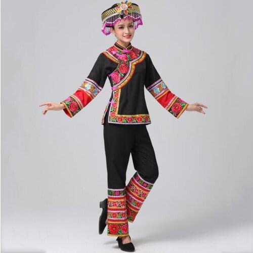 Woman Embroidery hmong clothing Ethnic women Miao Costume colorful festival stage dance performance wear