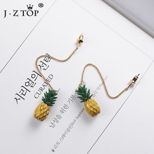 Ladies Cute Fruits Pineapple Drop Earrings Ear Line Fashion Sweet Fine Long Dangle Earring For Women Brincos Jewelry Accessories
