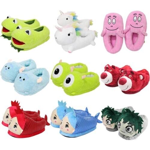 Ladies Cartoon Cotton Slippers Cute Mermaid Plush Slippers Home Warm Wotton Slippers Men Women Indoor Thick-Soled Cotton Shoes