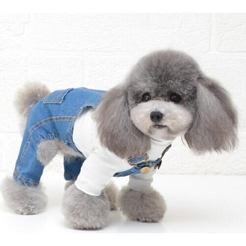 Winter Dog Overalls Romper Small Dog Costume Jumpsuit Suit Pet Dog Clothes Puppy Clothing Denim Jeans Pet Outfit